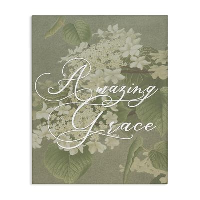 Stupell Industries Amazing Grace Phrase Vintage White Flower Blossoms, Design by Daphne Polselli