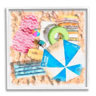 Stupell Industries Tropical Summer Beach Lounge Towel Umbrella Floats, Design by Alonzo Saunders