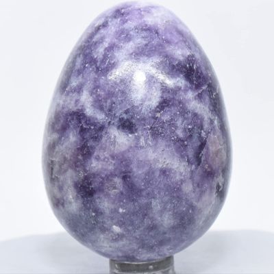 2.3" 180g Purple Lilac Lepidolite Egg Polished Natural Sparkling Lithia Mica Flower Sugilite Gemstone Crystal Mineral Dcor Specimen - Brazil + Stand