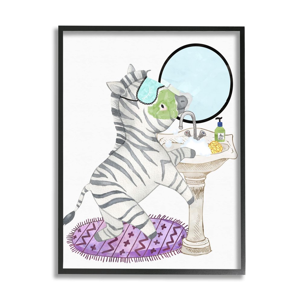 Stupell Industries Children's Bathroom Zebra Washing Sink Bubbles Bath, Design by Erica Billups