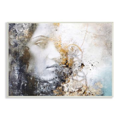 Stupell Industries Abstract Woman Distressed Pattern Female Portrait Modern Painting, Design by Design Fabrikken
