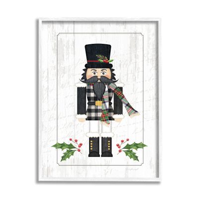 Stupell Industries Christmas Holly Nutcracker Winter Plaid Coat, Design by Jennifer Pugh