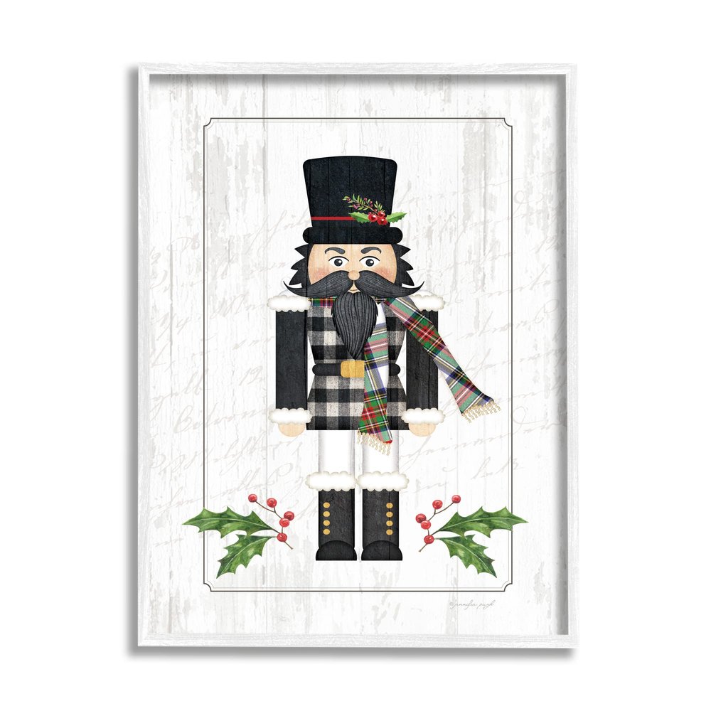Stupell Industries Christmas Holly Nutcracker Winter Plaid Coat, Design by Jennifer Pugh