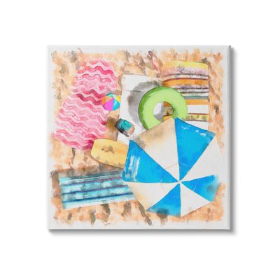 Stupell Industries Tropical Summer Beach Lounge Towel Umbrella Floats, Design by Alonzo Saunders
