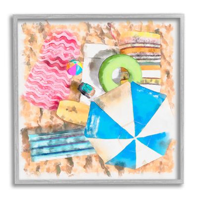 Stupell Industries Tropical Summer Beach Lounge Towel Umbrella Floats, Design by Alonzo Saunders