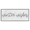 Stupell Industries Winter Wishes Sentiments Geometric Snow Flakes Cursive Typography Black Framed Wall Art, 30 x 13, Off- White view 1