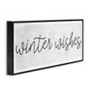 Stupell Industries Winter Wishes Sentiments Geometric Snow Flakes Cursive Typography Black Framed Wall Art, 30 x 13, Off- White view 3