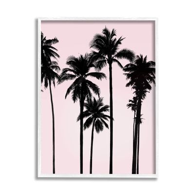Stupell Industries Tall Palm Tree Silhouettes Soft Tropical Pink Sky, Design by Mia Jensen
