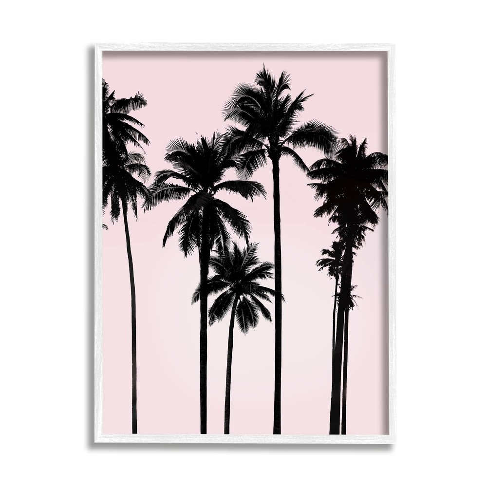 Stupell Industries Tall Palm Tree Silhouettes Soft Tropical Pink Sky, Design by Mia Jensen
