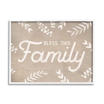 Stupell Industries Bless This Family Country Sentiment Plant Silhouette Border, Design by Daphne Polselli