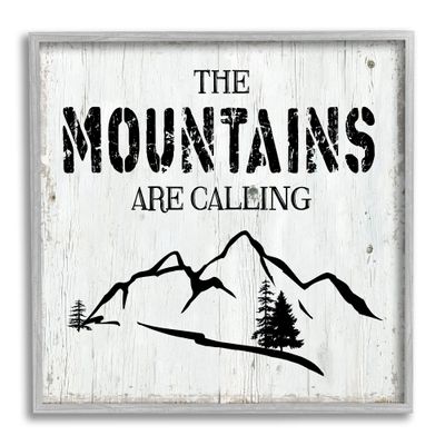Stupell Industries Mountains are Calling Rustic Phrase Distressed Plank Pattern, Design by CAD Designs
