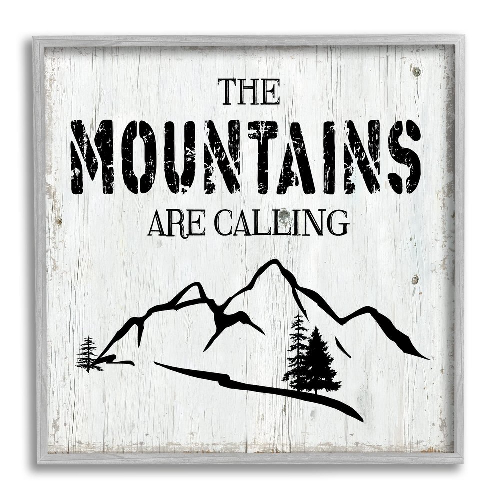 Stupell Industries Mountains are Calling Rustic Phrase Distressed Plank Pattern, Design by CAD Designs