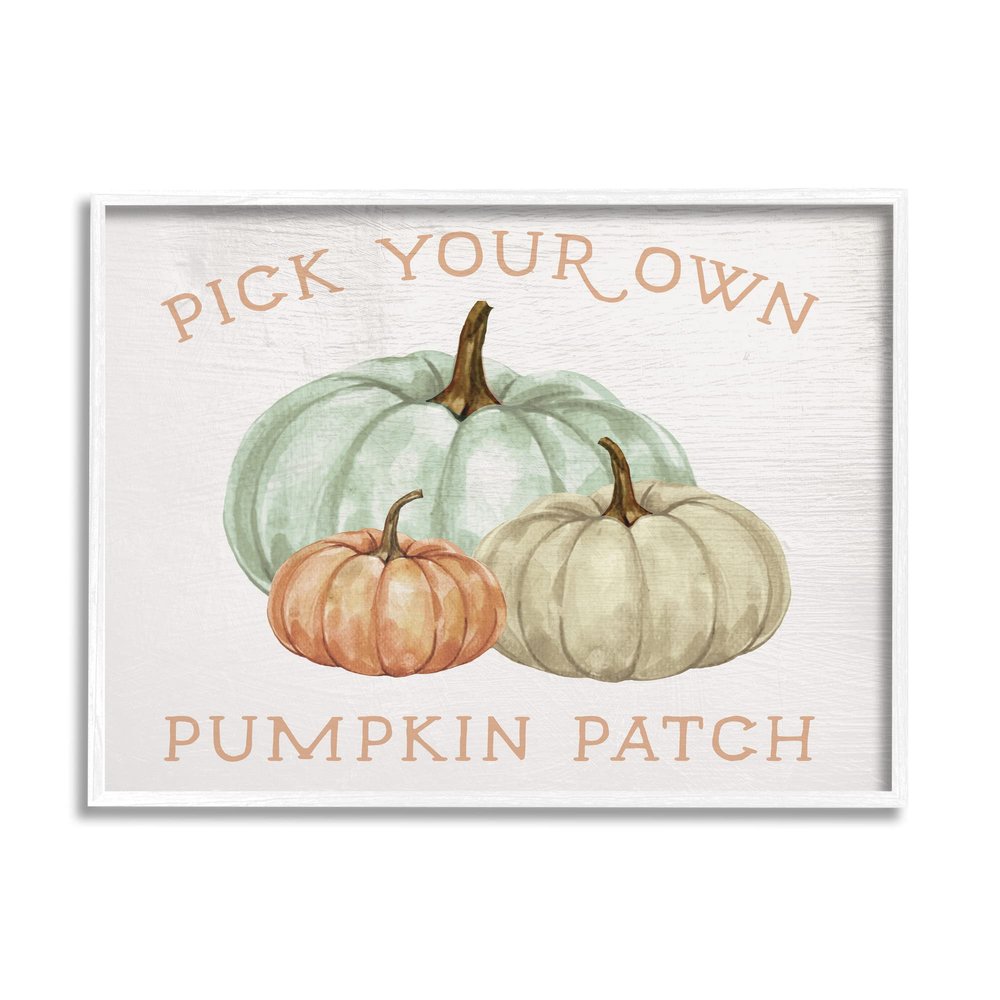 Stupell Industries Pick Your Own Pumpkin Patch Sign Gourd Trio, Design by Daphne Polselli