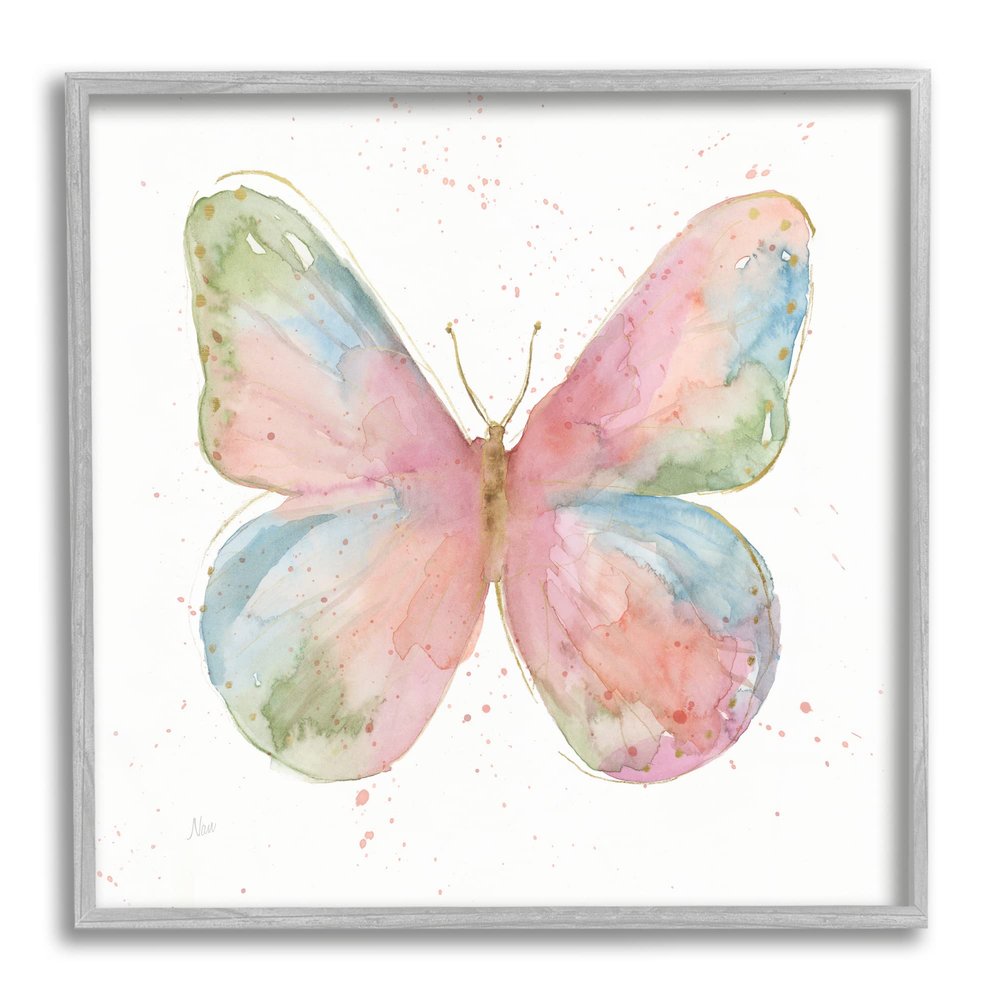 Stupell Industries Children's Spring Butterfly Abstract Watercolor Pattern Wings, Design by Nan