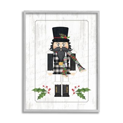 Stupell Industries Christmas Holly Nutcracker Winter Plaid Coat, Design by Jennifer Pugh