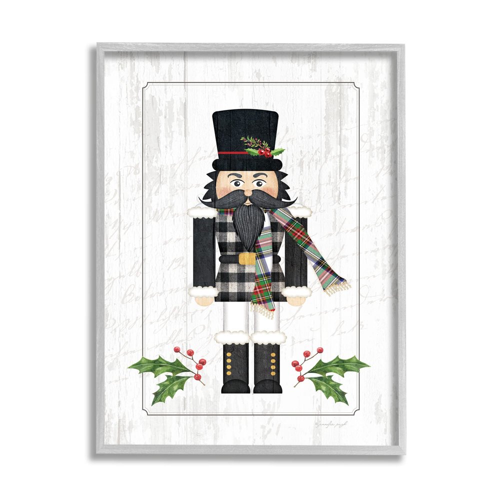 Stupell Industries Christmas Holly Nutcracker Winter Plaid Coat, Design by Jennifer Pugh