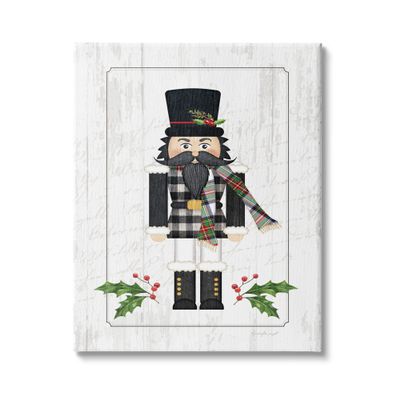 Stupell Industries Christmas Holly Nutcracker Winter Plaid Coat, Design by Jennifer Pugh