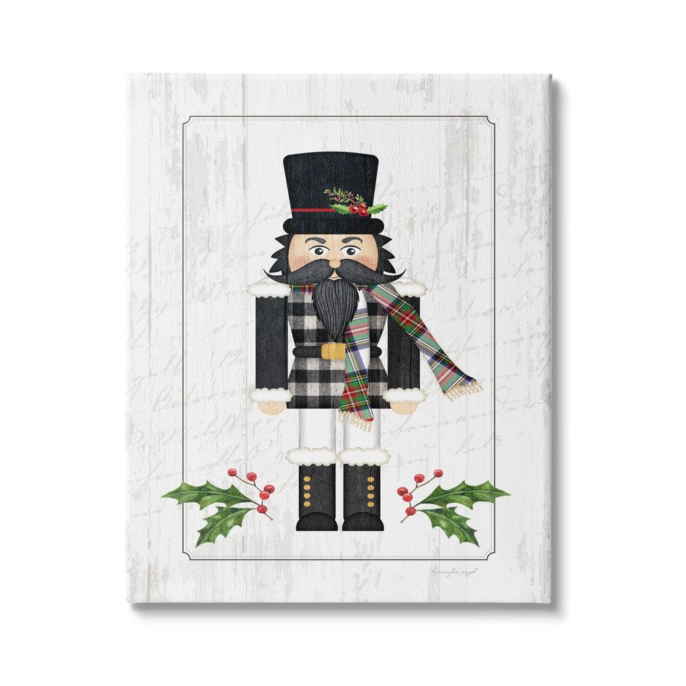 Stupell Industries Christmas Holly Nutcracker Winter Plaid Coat, Design by Jennifer Pugh