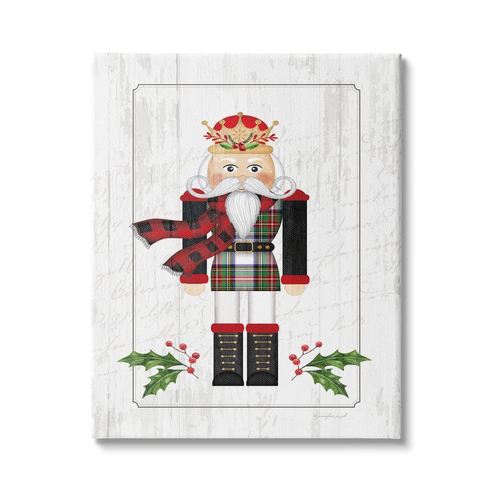 Stupell Industries Winter Holly Nutcracker Royal Crown Christmas Plaid, Design by Jennifer Pugh