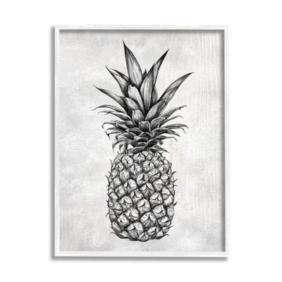 Stupell Industries Bold Pineapple Line Drawing Rustic Pattern Black White, Design by Ziwei Li