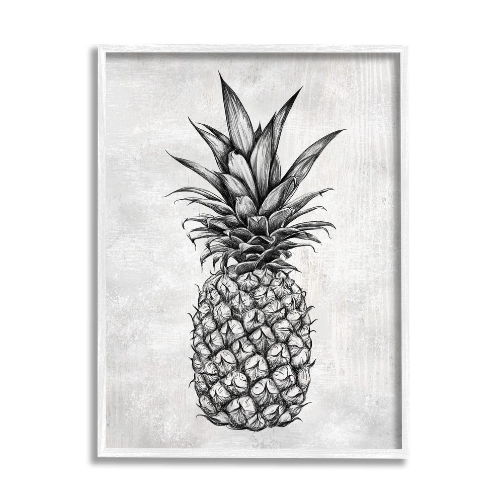 Stupell Industries Bold Pineapple Line Drawing Rustic Pattern Black White, Design by Ziwei Li