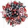 Artisan Christmas Peppermint Wreath with Ball Ornaments, Candy Canes, Handmade Lollipop & Peppermint Ornament, Bow view 1