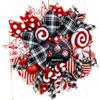 Artisan Christmas Peppermint Wreath with Ball Ornaments, Candy Canes, Handmade Lollipop & Peppermint Ornament, Bow view 2