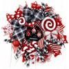Artisan Christmas Peppermint Wreath with Ball Ornaments, Candy Canes, Handmade Lollipop & Peppermint Ornament, Bow view 3