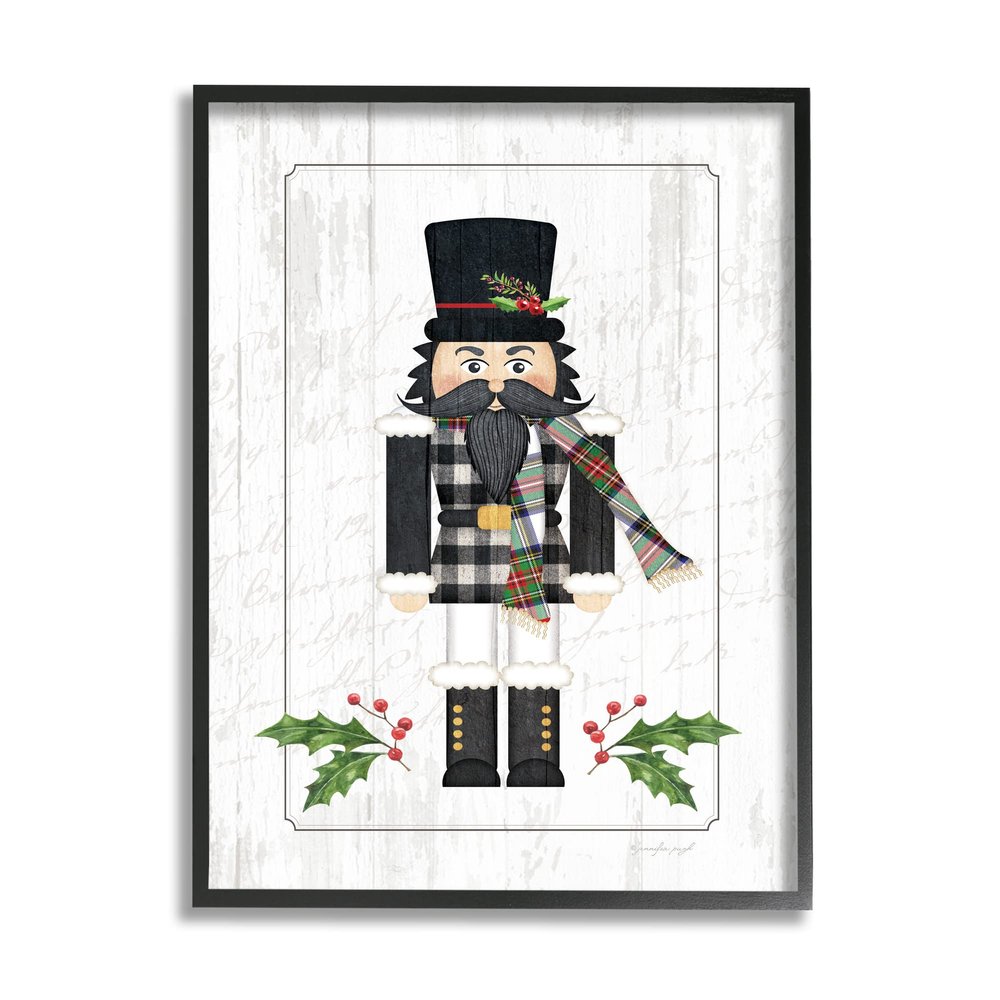 Stupell Industries Christmas Holly Nutcracker Winter Plaid Coat, Design by Jennifer Pugh