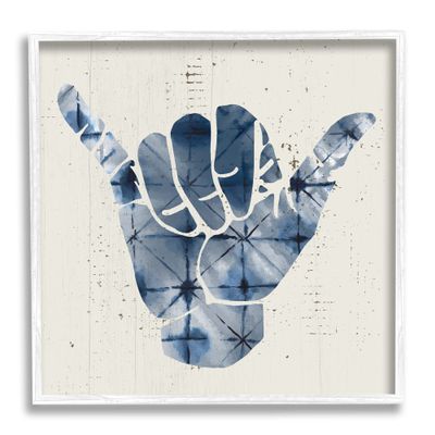 Stupell Industries Abstract Shaka Sign Hand Gesture Blue Geometric Pattern, Design by Daphne Polselli