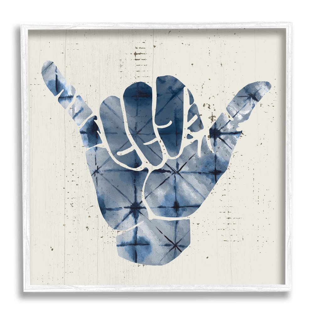 Stupell Industries Abstract Shaka Sign Hand Gesture Blue Geometric Pattern, Design by Daphne Polselli
