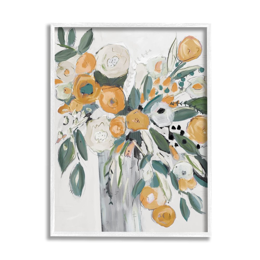 Stupell Industries Lively Orange White Floral Bouquet Abstract Still Life, Design by Krinlox