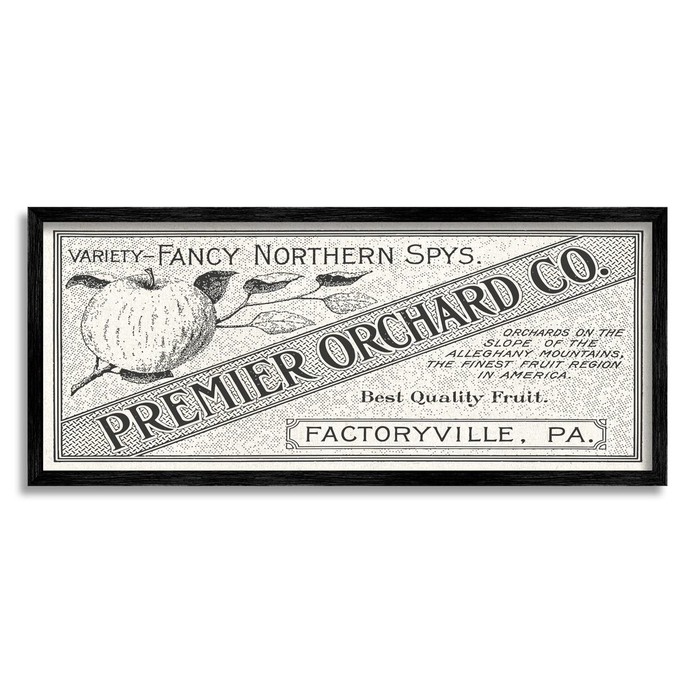 Stupell Industries Vintage Premier Orchard Co. Sign Antique Fruit, Design by Daphne Polselli