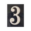 10cm x 7.5cm Black & White Spanish Hand-painted Number Tiles & Frames (Ceramic Number 3) view 1