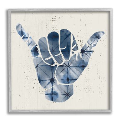 Stupell Industries Abstract Shaka Sign Hand Gesture Blue Geometric Pattern, Design by Daphne Polselli