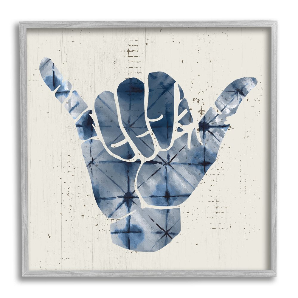Stupell Industries Abstract Shaka Sign Hand Gesture Blue Geometric Pattern, Design by Daphne Polselli