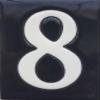 10cm x 7.5cm Black & White Spanish Hand-painted Number Tiles & Frames (Ceramic Number 8) view 2