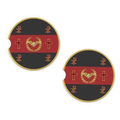 Christian Roman Sandstone Car Cup Holder Coaster (Set of 2) (Christian Roman)