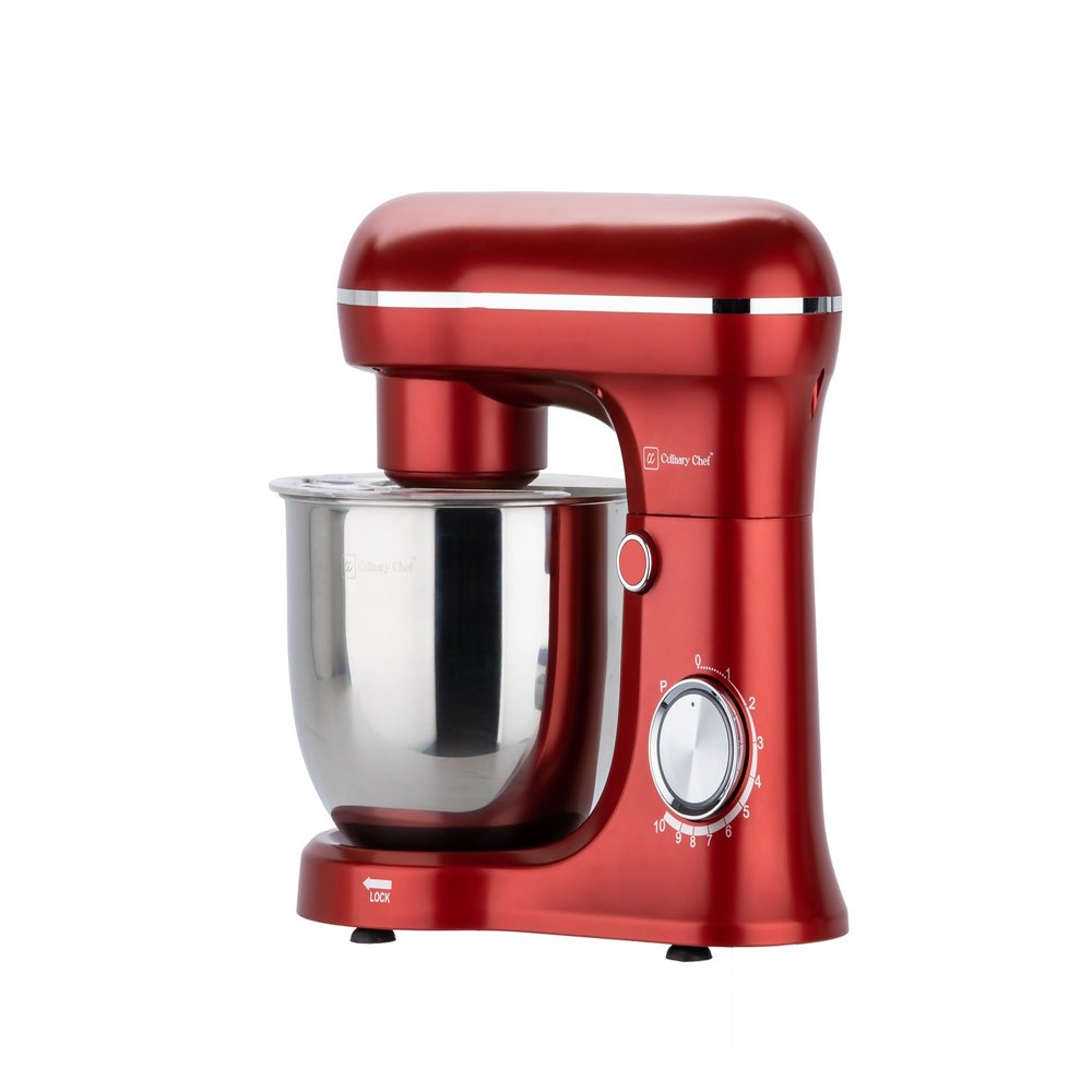 CULINARY CHEF Retro Electric Stand Mixer, 4.75 Quart / 4.5L, 8 Speeds with Whisk, Dough Hook, Flat Beater Attachments, Splash Guard (RED)