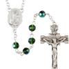 Christian Brands Catholic Rosary with Deep Green Glass Beads, Prayer Necklace with Silver Tone Sacred Heart Centerpiece, 20 Inches view 2