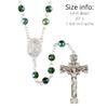Christian Brands Catholic Rosary with Deep Green Glass Beads, Prayer Necklace with Silver Tone Sacred Heart Centerpiece, 20 Inches view 4