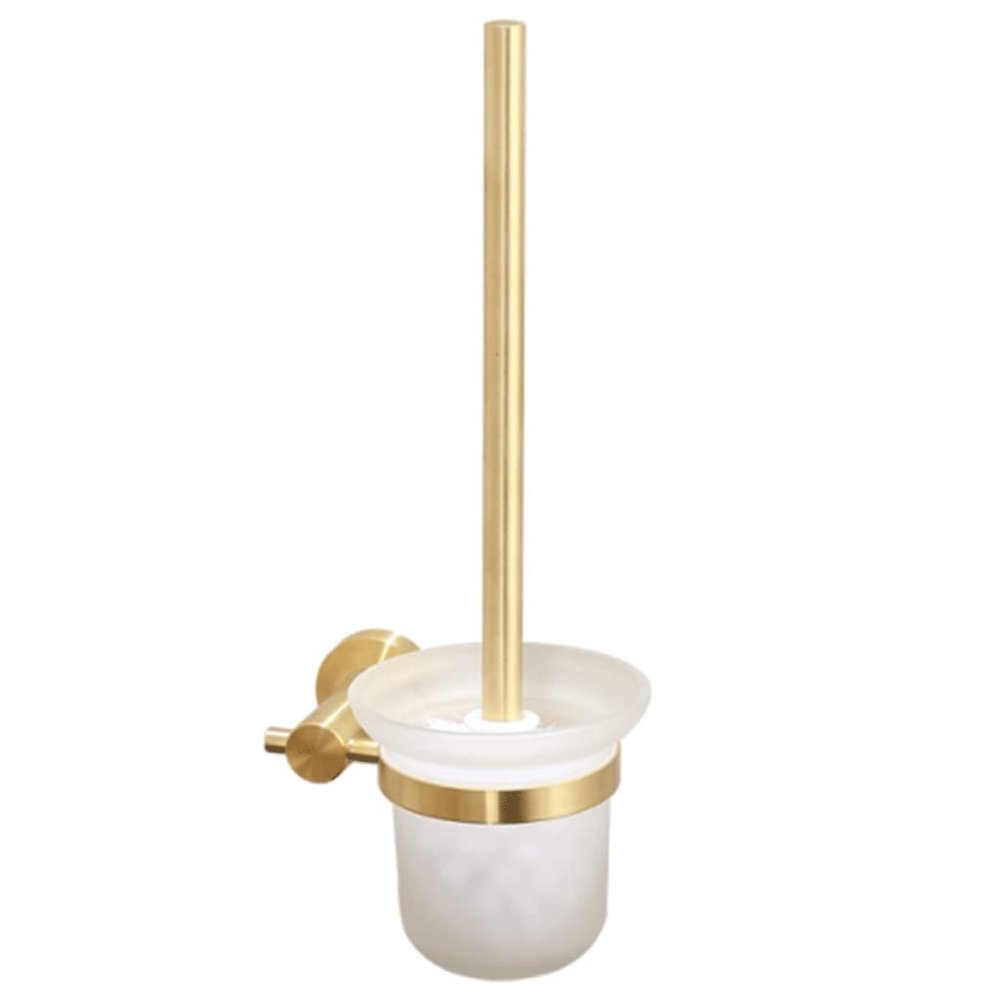 Toilet Bowl Brush Toilet Brush and HolderHousehold Stainless Steel Toilet Bowl BrushWall-Mounted Bathroom Set No Dead Corner Toilet Scrub Brush Remove Stains (Color : Gold)
