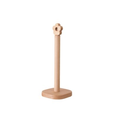 Useful Wooden Tissue Holder Vertical Kitchen Roll Paper Holder Desktop Paper Towel Storage Dispenser for Tissue and Cling Film Easy to Clean