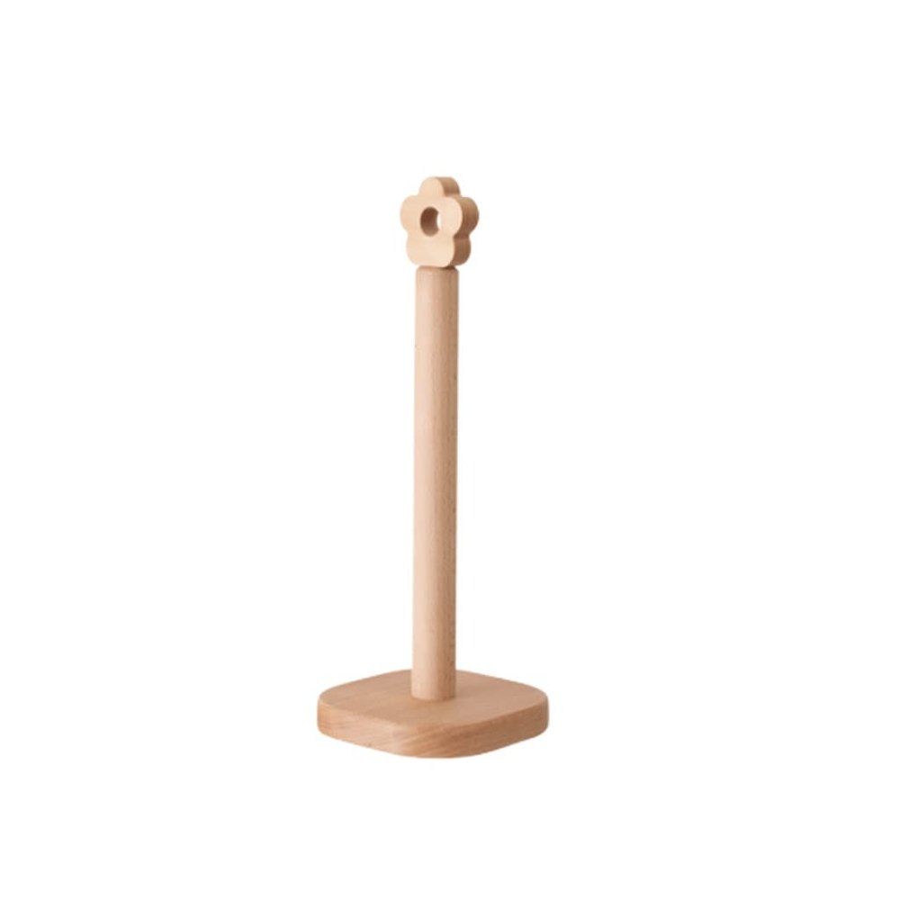 Useful Wooden Tissue Holder Vertical Kitchen Roll Paper Holder Desktop Paper Towel Storage Dispenser for Tissue and Cling Film Easy to Clean