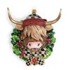 MacKenzie-Childs Glass Ornament - Highland Cow Wreath view 1