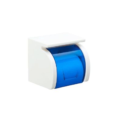 Useful Wall-mounted Tissue Holder ABS Plastic Roll Paper Holder Waterproof Non-perforated Paper Towel Rack with Storage Table Easy to Clean (Color : Blue)