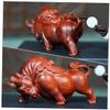 VOSAREA Office Decor Car Decor Feng Shui Bull Statue Sculpture Sandalwood Chinese Zodiac OX Figurine Wealth Prosperity Bull Figurines Home Office Table Decor Business Present Office Decor Car Decor view 4