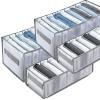 4Pcs Wardrobe Clothes Organizer, 9 Grids Washable Jeans Compartment Storage Box, Upgraded Mesh Separation Box with Handle, Foldable Drawer Organizers Clothes for Jeans, Shirt, Skirt, Legging, Grey view 1