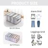 4Pcs Wardrobe Clothes Organizer, 9 Grids Washable Jeans Compartment Storage Box, Upgraded Mesh Separation Box with Handle, Foldable Drawer Organizers Clothes for Jeans, Shirt, Skirt, Legging, Grey view 2