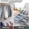 4Pcs Wardrobe Clothes Organizer, 9 Grids Washable Jeans Compartment Storage Box, Upgraded Mesh Separation Box with Handle, Foldable Drawer Organizers Clothes for Jeans, Shirt, Skirt, Legging, Grey view 3